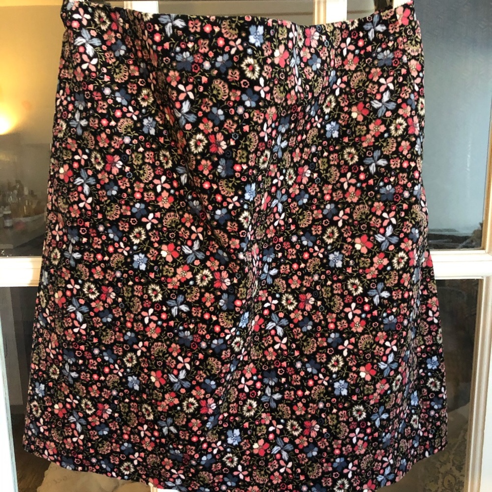 LOFT Floral A-Line Skirt in Velvet